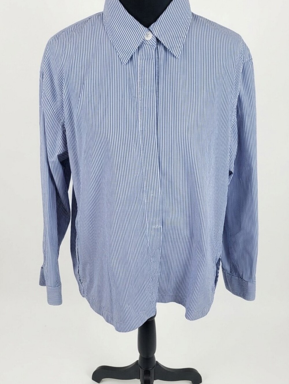 Banana Republic Striped Popover Shirt Womens Small Blue White Cotton High Low